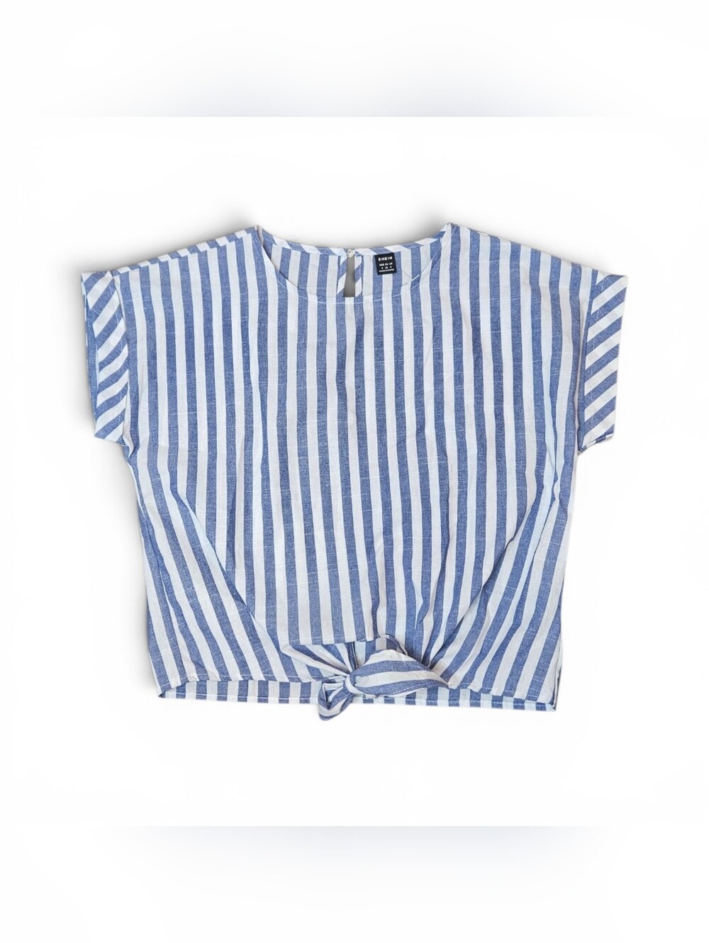 SHEIN | Blue & White Vertical Stripe Button-Up Shirt | Size Small/4